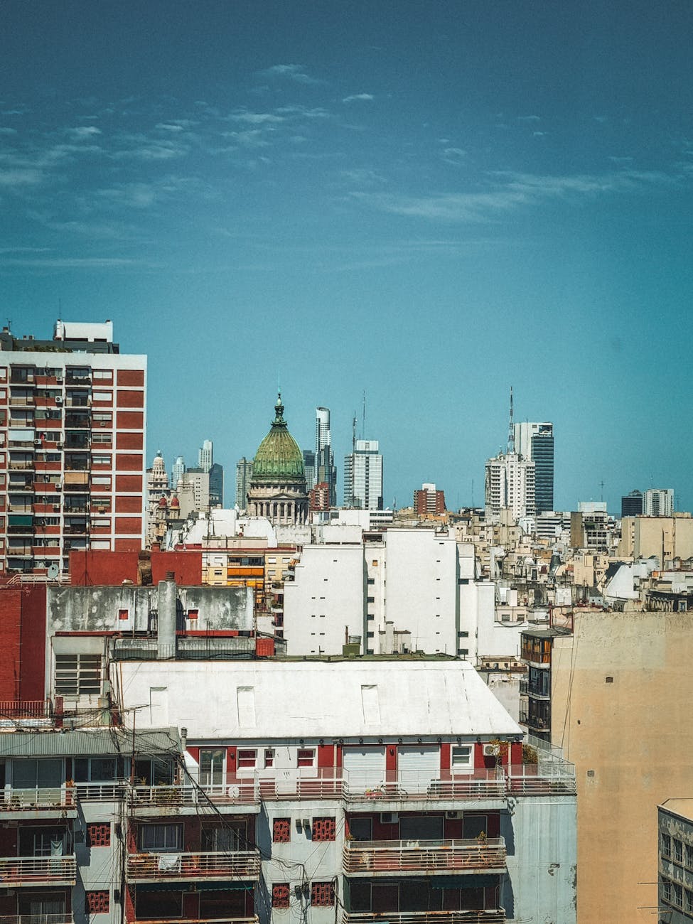 View of the Buenos Aires skyline with high-rise residential buildings.